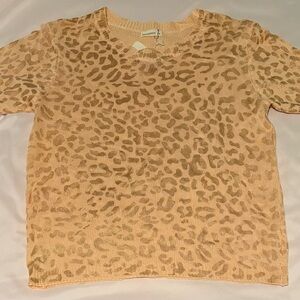 Women's Leopard Print Short Sleeve Sweater Tee